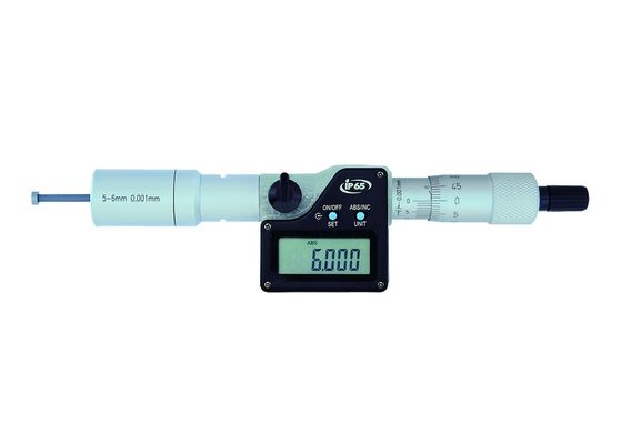 5-6mm IP65 Karbida Tipped Digital 3 Point Micrometer Untuk Diameter Dalam